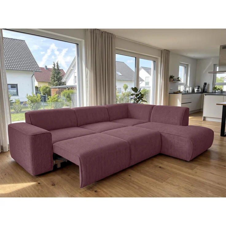 AX LIVING Wohnlandschaft mit Schlaffunktion Ruyam Altrosa Sofa R – Bild 2