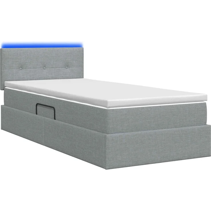 vidaXL LED-Speicherbett mit Matratze Hellgrau 90 x 190 cm Stoff 3459030 – Bild 9