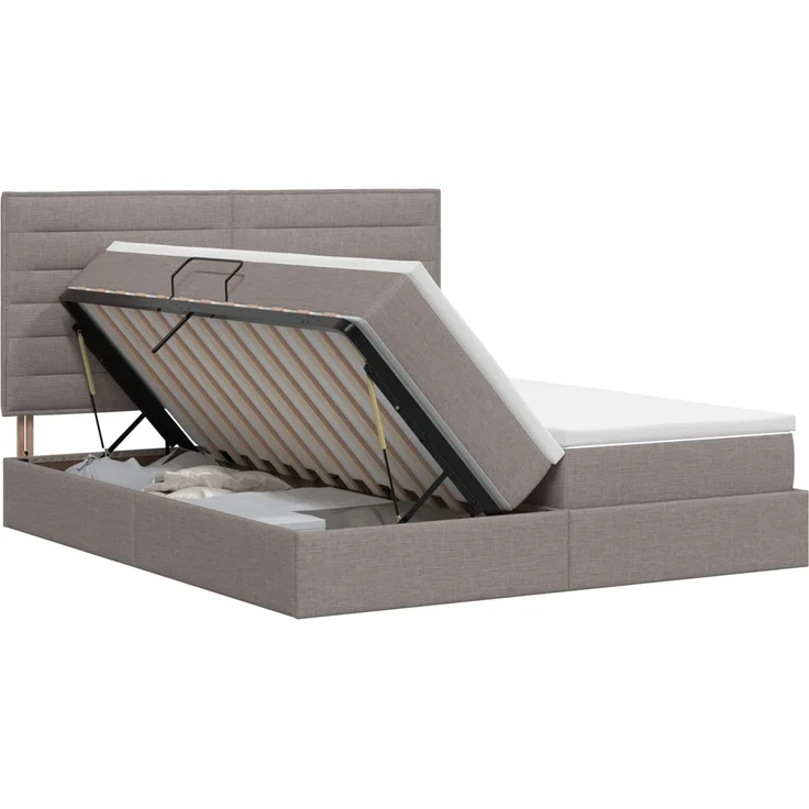 vidaXL Aufbewahrungsbett mit Kopfteil Taupe 180 x 200 cm Stoff 3459780 – Bild 2