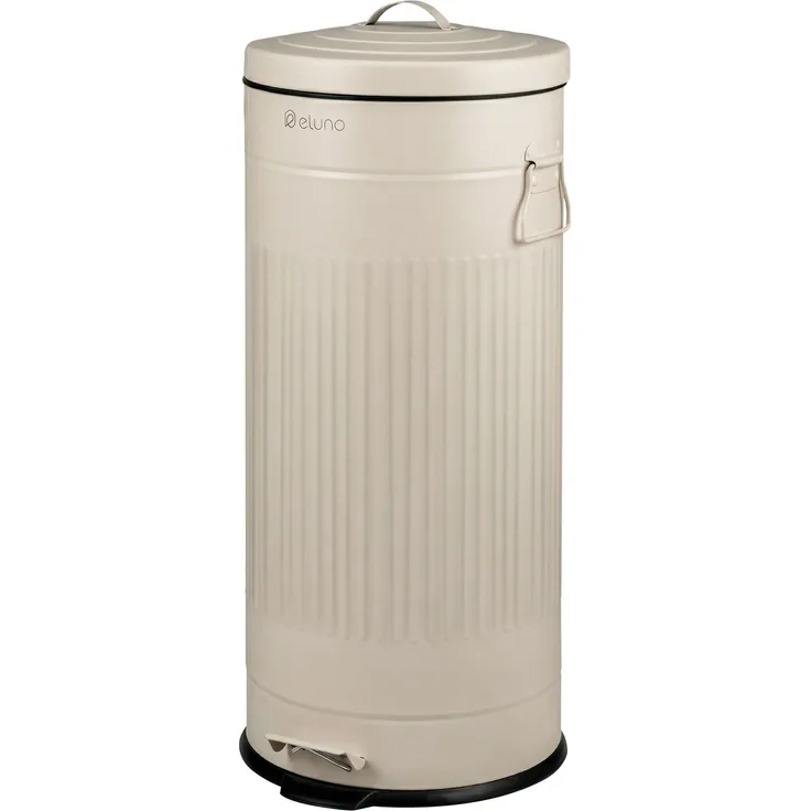 eluno Abfalleimer VINTAGE, Treteimer, Metall, beige, 30 Liter Fassungsvermögen