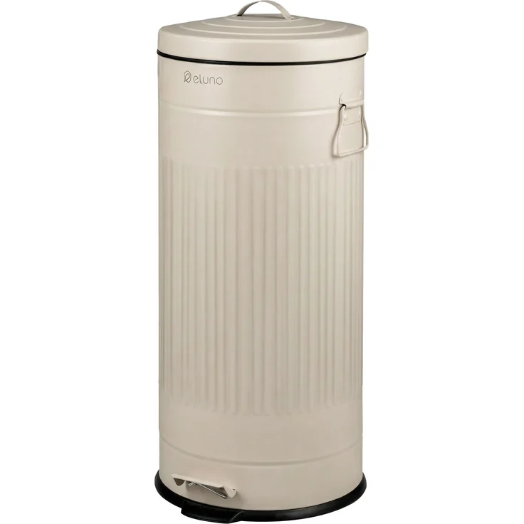 eluno Abfalleimer VINTAGE, Treteimer, Metall, beige, 30 Liter Fassungsvermögen – Bild 1