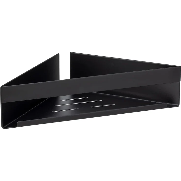 WENKO GENOVA Dusch Eckablage 36 cm breit, Schwarz matt, Befestigen ohne Bohren – Bild 1