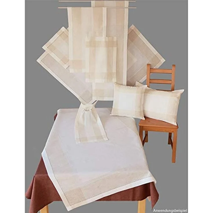 matches21 HOME & HOBBY Tischdecke Tischläufer ALMA Leinenoptik mit Hohlsaum Polyester beige 35 x 50 cm (1-tlg), Pflegeleicht & waschbar bei 30 °C – Bild 2