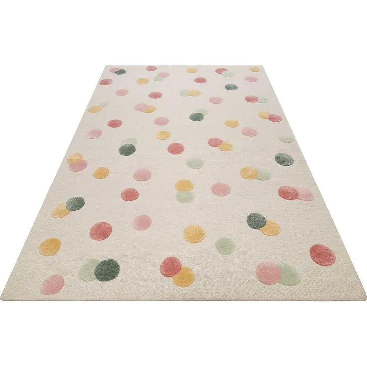 SMART KIDS Kinderteppich Dana, rechteckig, Höhe: 1,2 mm, modern und natürlich, bunte Polkadots, mit Struktur, Kinderzimmer