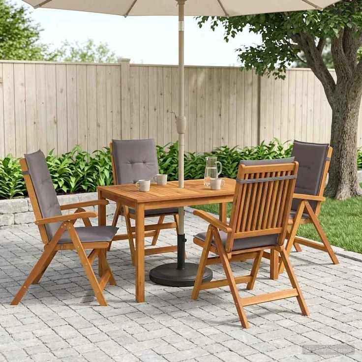 vidaXL 5-Piece Garden Dining Set 4-Sitzer Anthrazit Massivholz Akazie 3434555 – Bild 1
