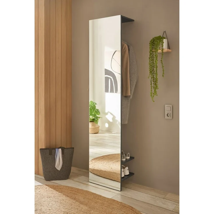 INOSIGN Garderobenschrank GIRON/CiTY, Schrank mit Spiegelfront, Kleiderschrank, Wotan Eiche mit Kleiderstange, modernes Design, beidseitig geöffnet, 50 cm breit – Bild 1