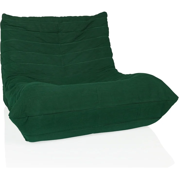 hjh LIVING Sitzsack Bodensofa mit Rückenlehne SITZOLO Bequemer Bodenstuhl Sessel für Schlafzimmer Wohnzimmer, Cord-Stoff Dunkelgrün