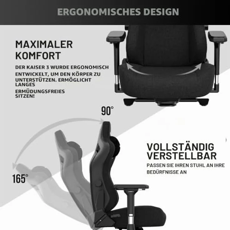 Anda Seat AD12YDC-XL-01-B-CF Gepolsterter Sitz Gepolsterte Rückenlehne Schwarz Schwarz Stoff Stoff – Bild 5