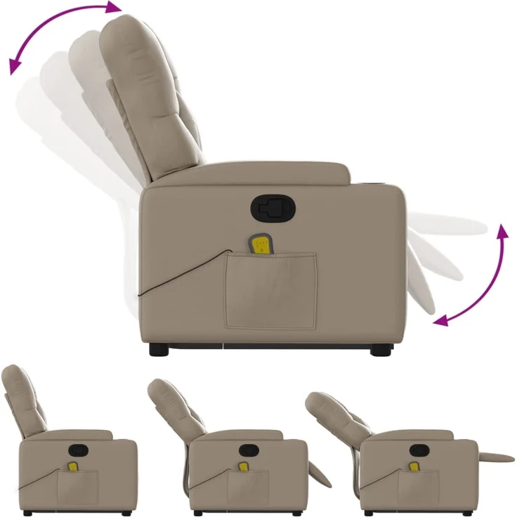 vidaXL Massagesessel mit Aufstehhilfe Cappuccino-Braun Kunstleder 3204785 – Bild 5