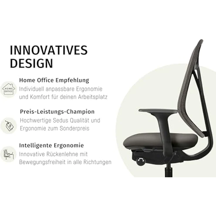 Sedus se:kit pro ergonomischer Bürostuhl mit Membranbespannung, Lordose, 3D Armlehnen, Sitz mit Tiefenverstellung, Höhenverstellbar 40-53cm, bis 150kg belastbar, Made in Germany – Bild 3