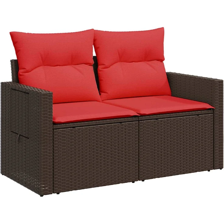 vidaXL Sofa Set 5 stk. Braun und Rot Polyrattan und Stahl 3447877 – Bild 3