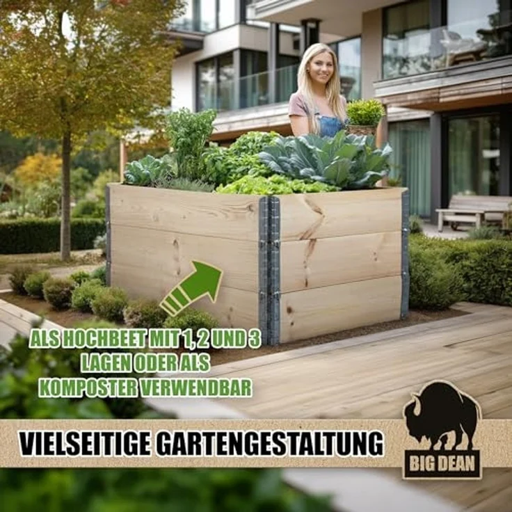 3 Stück Hochbeet für Garten Holz Beet Hochbeete-Kit Palettenrahmen 120x80 cm – Bild 6