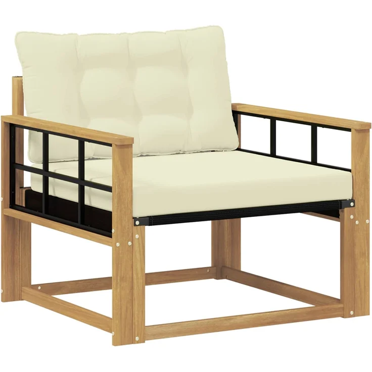 vidaXL Outdoor-Sofagarnitur Massives Akazienholz und Textilene Weiß 3439068 – Bild 2