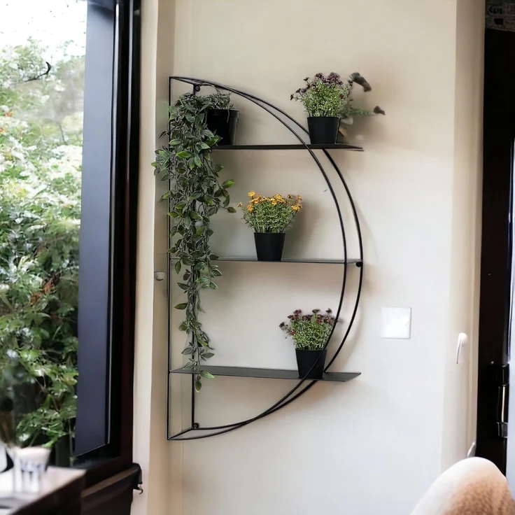 DanDiBo Wandregal Metall Schwarz Rund 96460 Wandmontage 80 cm Modern Wand Wandhalter Regal Wanddeko – Bild 2