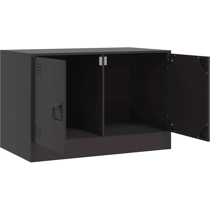 2 pcs TV-Schrank, Lowboard Schwarz 67x39x44 cm Stahl – Bild 7