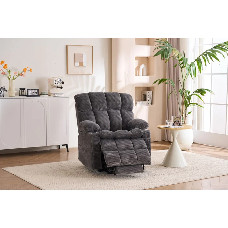 Elektrisch Verstellbarer TV-Sessel mit Zwei Motoren und Aufstehhilfe für das Wohnzimmer, Lesesessel, Liegesessel im Recliner-Stil, multifunktionales Einzelsofa (Grau)--Herde--91x91x106.5cm--YOUDENOVA – Bild 7