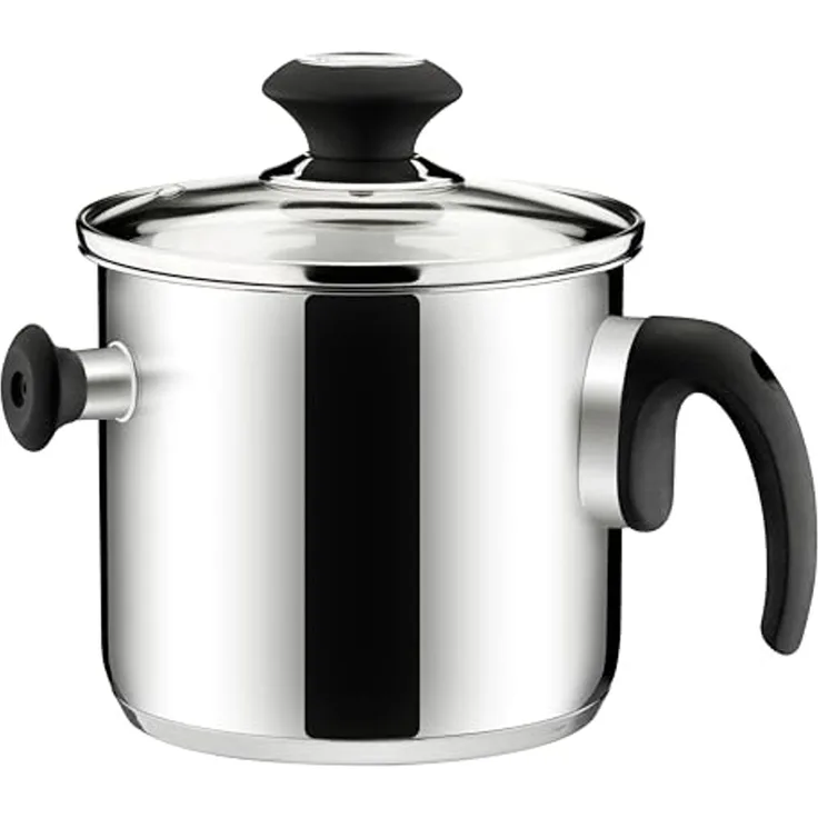 Tescoma Milchtopf Doppelwandiger Milchtopf PRESTO mit Deckel ø 16 cm, 2.0 l, Edelstahl, Für sämtliche Herdarten geeignet