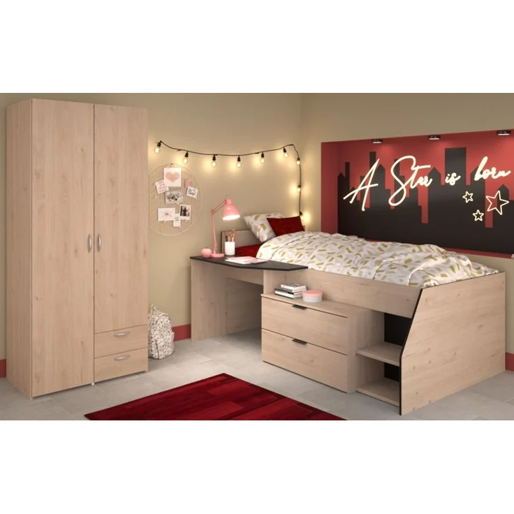 Parisot Kinderzimmer und Jugendzimmer Milky in Eiche und schwarz Set 2-tlg. – Bild 2