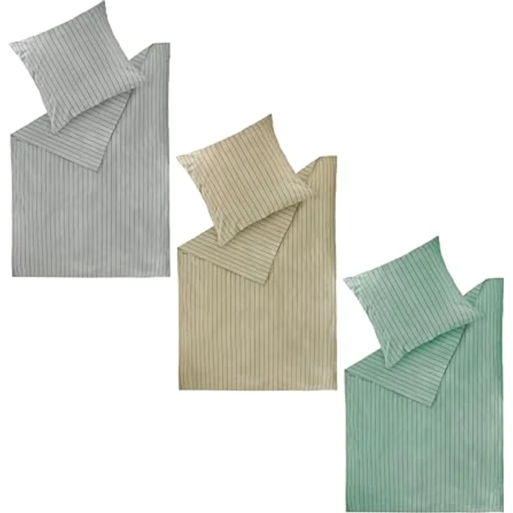 SCHÖNER WOHNEN-Kollektion Bettwäsche SOFT STRIPE Winter Bettwäsche, Baumwolle, 1 teilig, 135 x 200 cm in Salbei – Bild 9