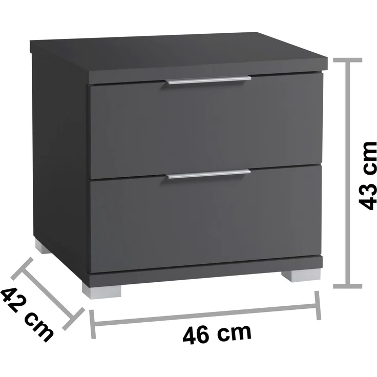 Nachtkommode >Smilla< in Graphit, Melamin - 46x43x42cm (BxHxT) – Bild 6