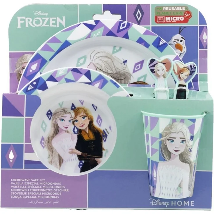Kunststoff Kindergeschirr Set Motiv (5 tlg.) Schüssel, Teller, Becher & Besteck Disney Frozen – Bild 2