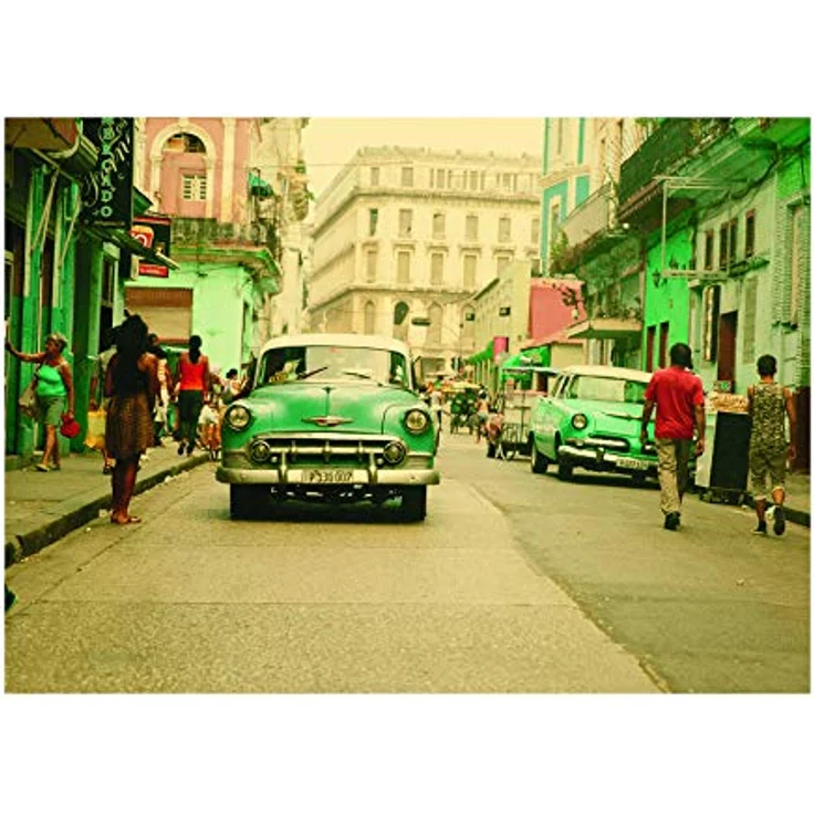 Komar Cuba Rush Wandbild, Oldtimer Kunstdruck mit Cadillac, bunt, 40 x 30 cm, ohne Rahmen, fotorealistischer Druck, Made in Germany – Bild 1