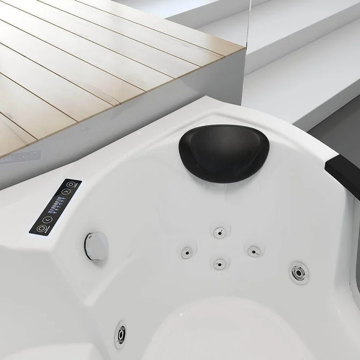 XXL Luxus LED Whirlpool Badewanne 135x135 cm +Heizung +Ozon+ Radio 14 Düsen – Bild 6