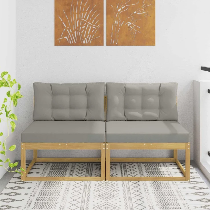 vidaXL Outdoor Mittelsofa 2 stk. 2-Sitzer Massivholz Akazie 901542 – Bild 1