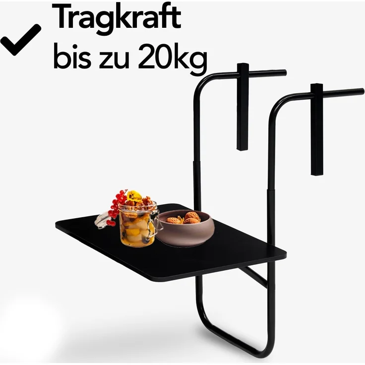 Infinity Goods Balkontisch – klappbar – 40 x 60 cm – verstellbar – hängend – schwarz – Bild 6