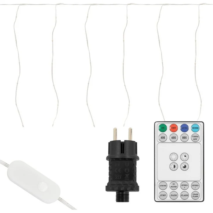 ECD Germany LED-Lichtervorhang Weihnachtsbeleuchtung Weihnachtslichterkette Christbaumbeleuchtung, Lichtervorhang 120 LEDs 3m für Innen & Außen IP44 Warmweiß – Bild 1