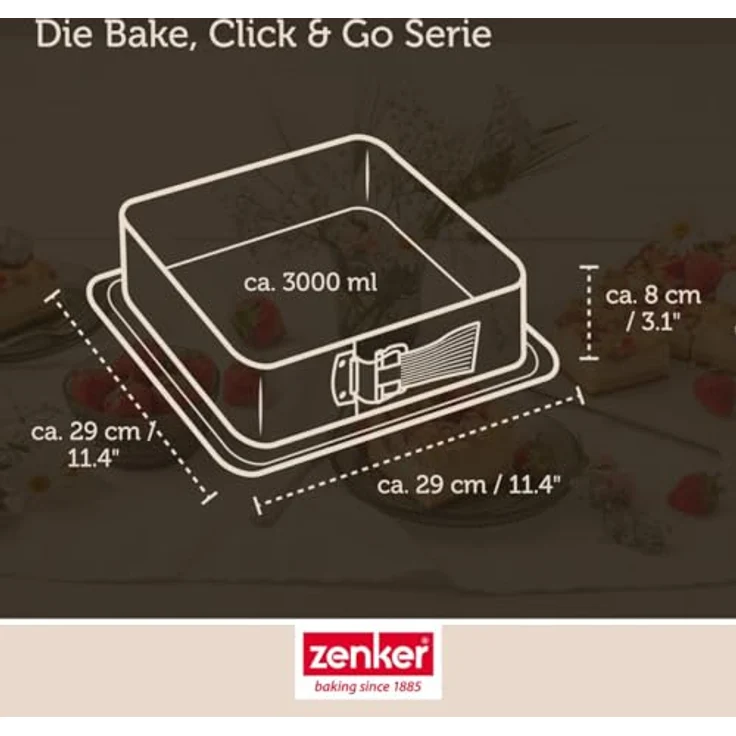 Zenker Springform Quadratische Springform, Kuchenbackform, Backrahmen, Antihaft – Bild 5
