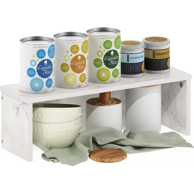 Furinno Helena 46cm Küchentheken-Stapelregal, Marmorweiß – Bild 1