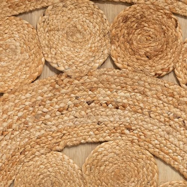 Steffensmeier Juteteppich Goa Design, Rund, 120x120 cm, aus Naturmaterialien, für Fußbodenheizung geeignet, Floral – Bild 2
