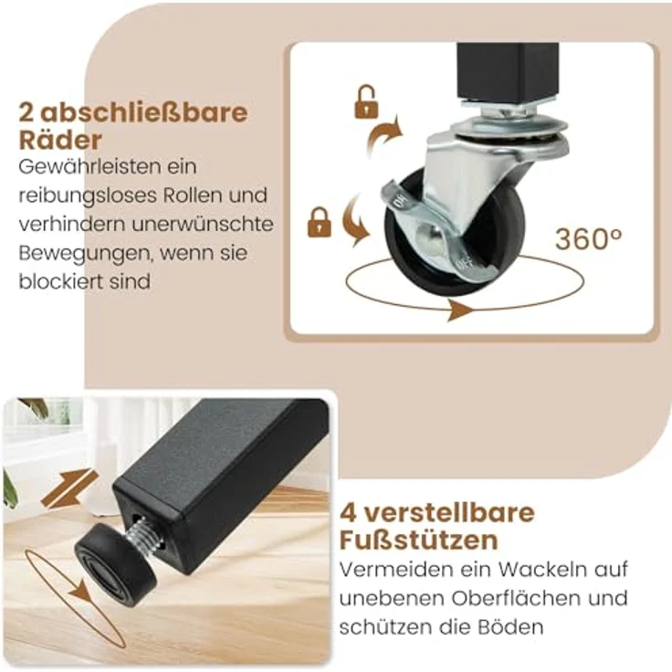 FANTASK Küchentisch klappbar, Esszimmertisch für 2-4 Personen, Esstisch mit 2 Ablagefächern, mobiler Klapptisch Marmor Optik, runder Tisch für Esszimmer & Wohnzimmer (Weiß) – Bild 5