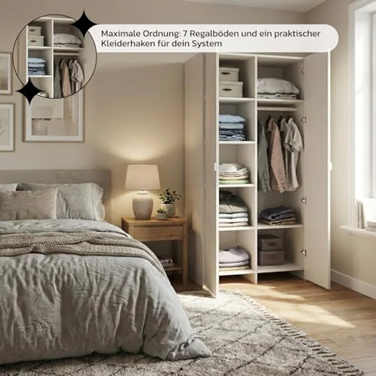 Selsey Zweitüriger Kleiderschrank – Kaschmir, 100 cm – Eleganter Kleiderschrank für Schlafzimmer oder Kinderzimmer, minimalistisches Design mit bogenförmiger Front – Bild 8