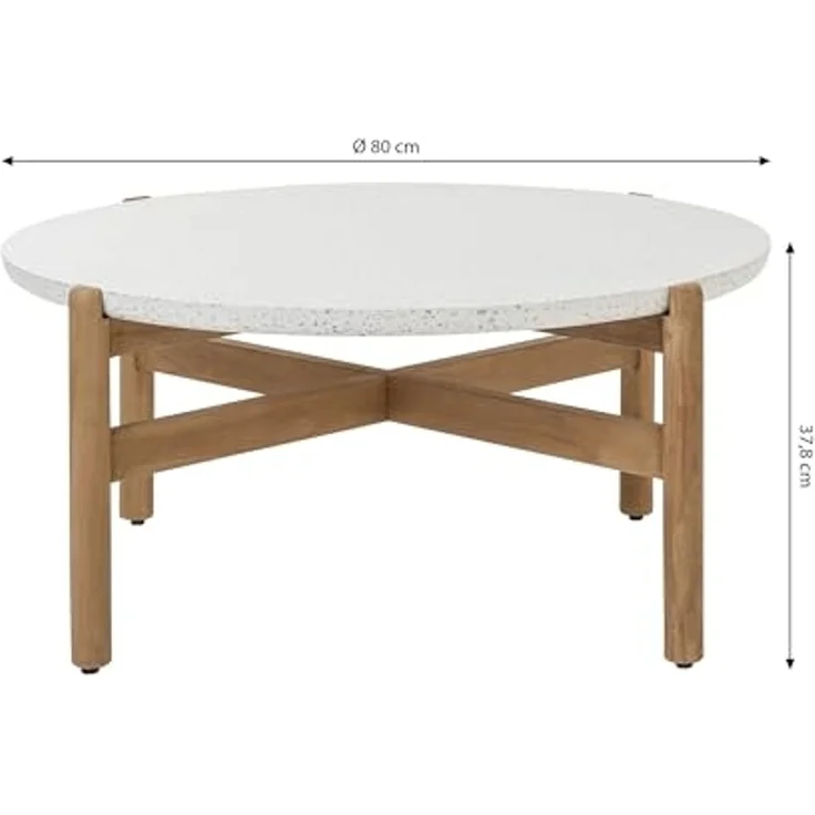 Dehner Balkonset Lounge Tisch Portofino, Ø 80 cm, Höhe 37.8 cm, aus FSC® zertifiziertem Teakholz, mit trendiger Terrazzo-Tischplatte – Bild 3