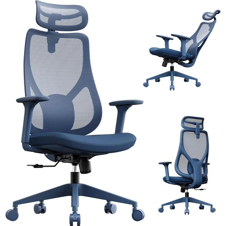 SENSE7 Gaming Stuhl Bürostuhl Ergonomisch Schreibtischstuhl Office Chair Chefsessel Drehstuhl Schreibtischsessel Verstellbar für Home Office Gamer bis 150kg Computerstuhl Bürosessel - MOYO Blau