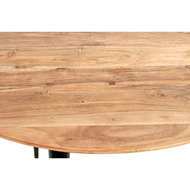 XXXL Beistelltisch, Schwarz, rund, Akazie massiv, Metall, 50x41x50 cm, einfacher Aufbau – Bild 4