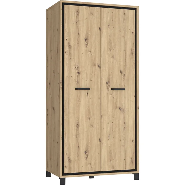 FORTE 'Trondheim' Kleiderschrank, Holzwerkstoff, Schwarz/Braun, 99,1 x 209 x 60,3 cm