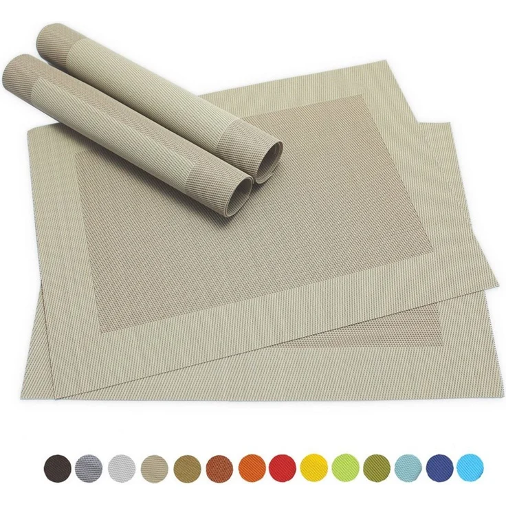 matches21 HOME & HOBBY Platzset Tischsets BORDA 4er Set Beige als Tischuntersetzer, (4-St), Abwaschbare Platzsets als Tischunterlagen für Ess-Tisch Tisch-Deko – Bild 1