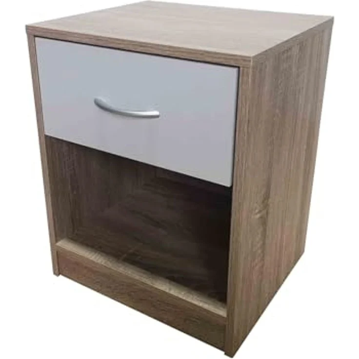 HTI-Living Nachtkommode Nachtschrank mit 1 Schublade Nina Sonoma Weiß (Stück, 1 St, 1 Nachtschrank), Nachttisch Nachtkommode – Bild 3