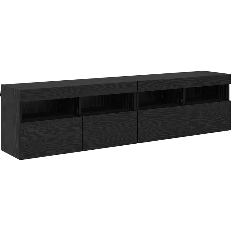 vidaXL TV-Wandmöbel mit LED 4 pcs Schwarz Eichen-Optik Holzwerkstoff 3402967 – Bild 5