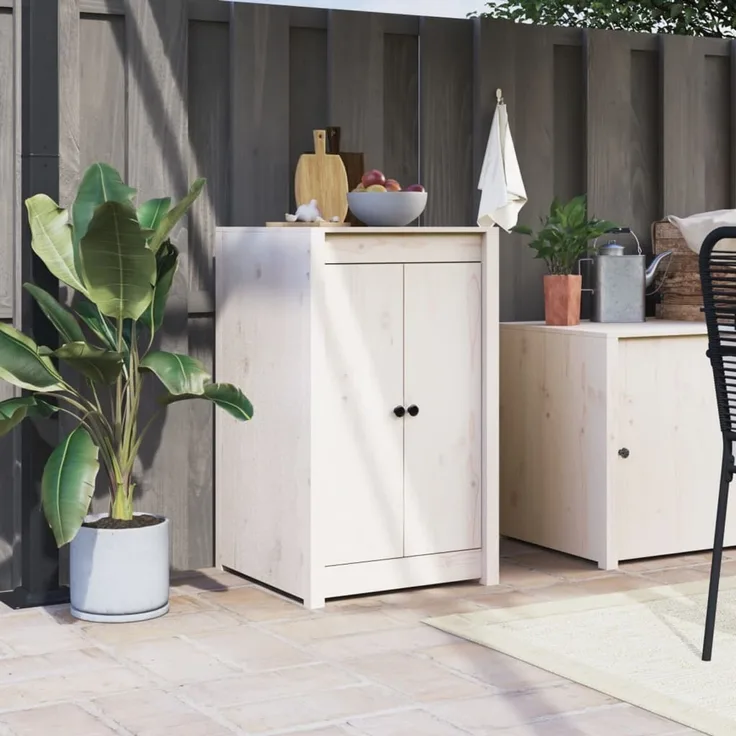 vidaXL Türen für Outdoor-Küche MEPPEL Weiß 50x9x82 cm Massivholz Kiefer 832359