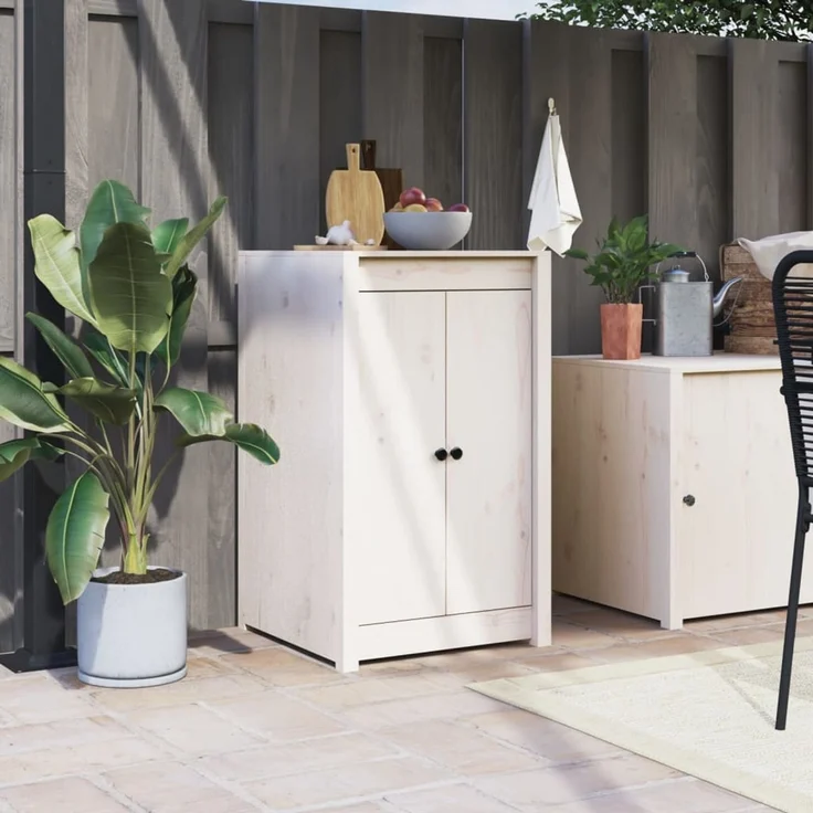 vidaXL Türen für Outdoor-Küche MEPPEL Weiß 50x9x82 cm Massivholz Kiefer 832359 – Bild 1