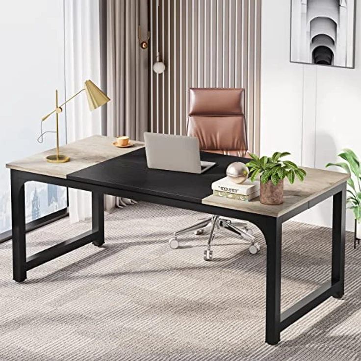 LITTLE TREE 70,8 Zoll großer Chefschreibtisch, einfacher Computerarbeitsplatz mit 31,5 Zoll breiter Arbeitsfläche für das Homeoffice – Bild 2