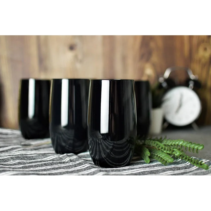 6 Schwarze Trinkgläser 420ml Wassergläser Saftgläser Cocktailgläser Longdrinkgläser – Bild 2