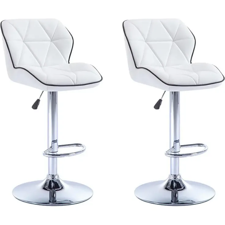 Barhocker 2er-Set CALVIN - Höhenverstellbar - Weiß