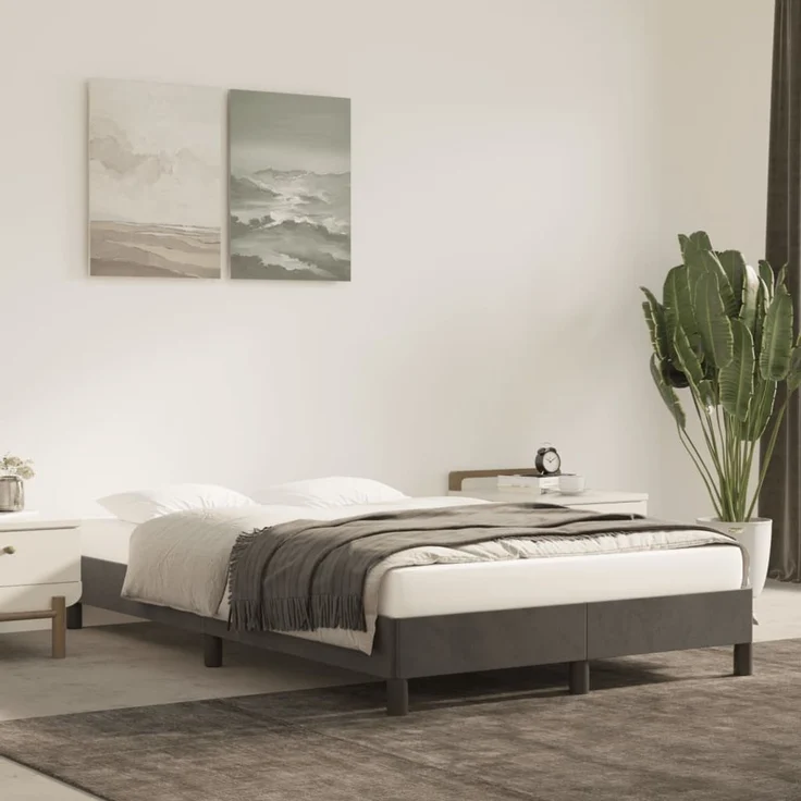 vidaXL Bettgestell ohne Matratze Dunkelgrau 120x190 cm Samt 3269626 – Bild 1