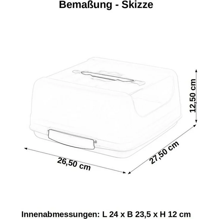 Engelland Kuchentransportbox Kuchenbox mit transparentem Deckel, Kunststoff, (Vorteils-Set, 1-tlg, sicheres Transportieren), mit Tragegriff und Klickverschluss, BPA-frei, rechteckig, Kunststoff – Bild 3