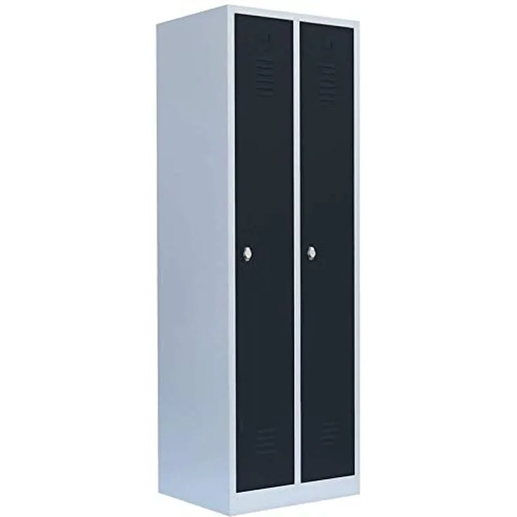 Steelboxx Spind Garderobenschrank Stahlschrank Metallschrank Kleiderspind 180 x 60 x 50 cm lichrgrau/anthrazit 2 Abteile 510128